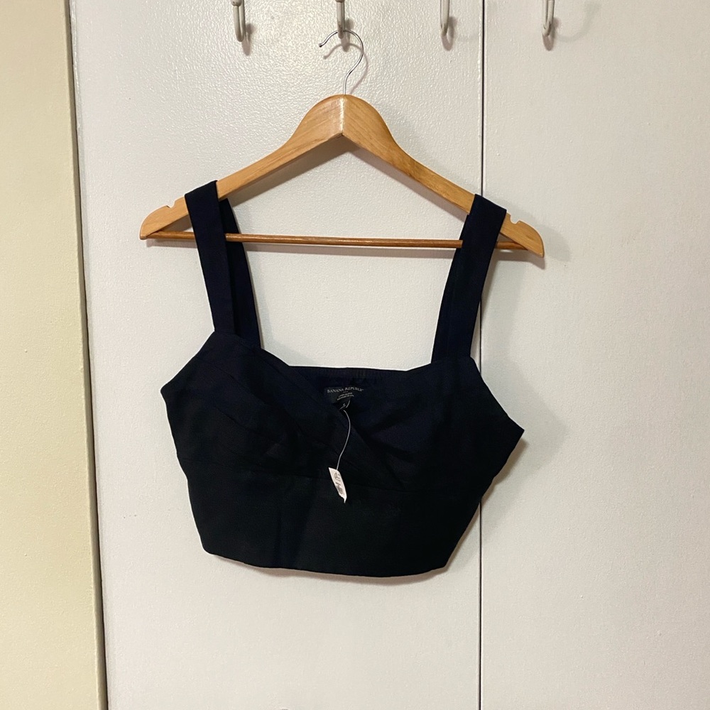 NWT Linen-Blend Banana Republic Crossover Bustier Tank - Picture 2 of 7